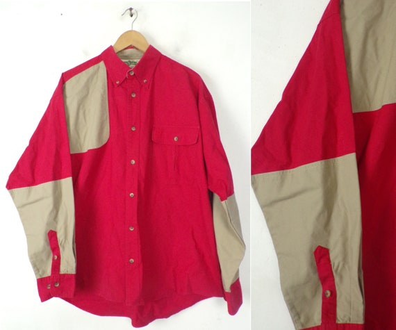 Vintage Mens Color Block Shirt Red 