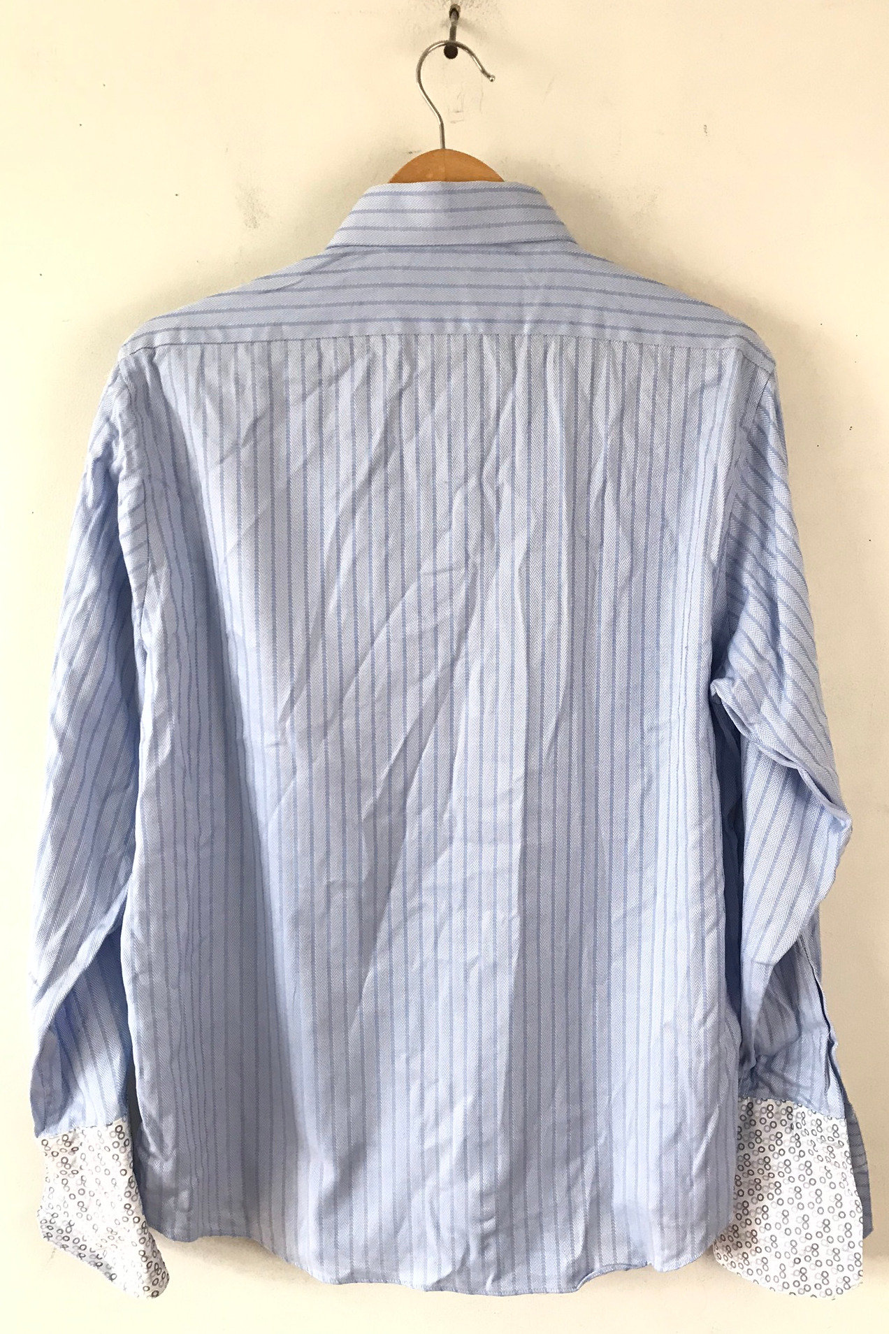 90s Light Blue Striped Contrast French Cuff Dress Shirt Mens - Etsy