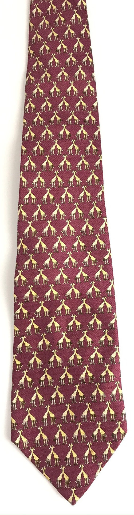 90s Giraffes Tie, Red & Yellow Giraffes Tie, Micr… - image 2