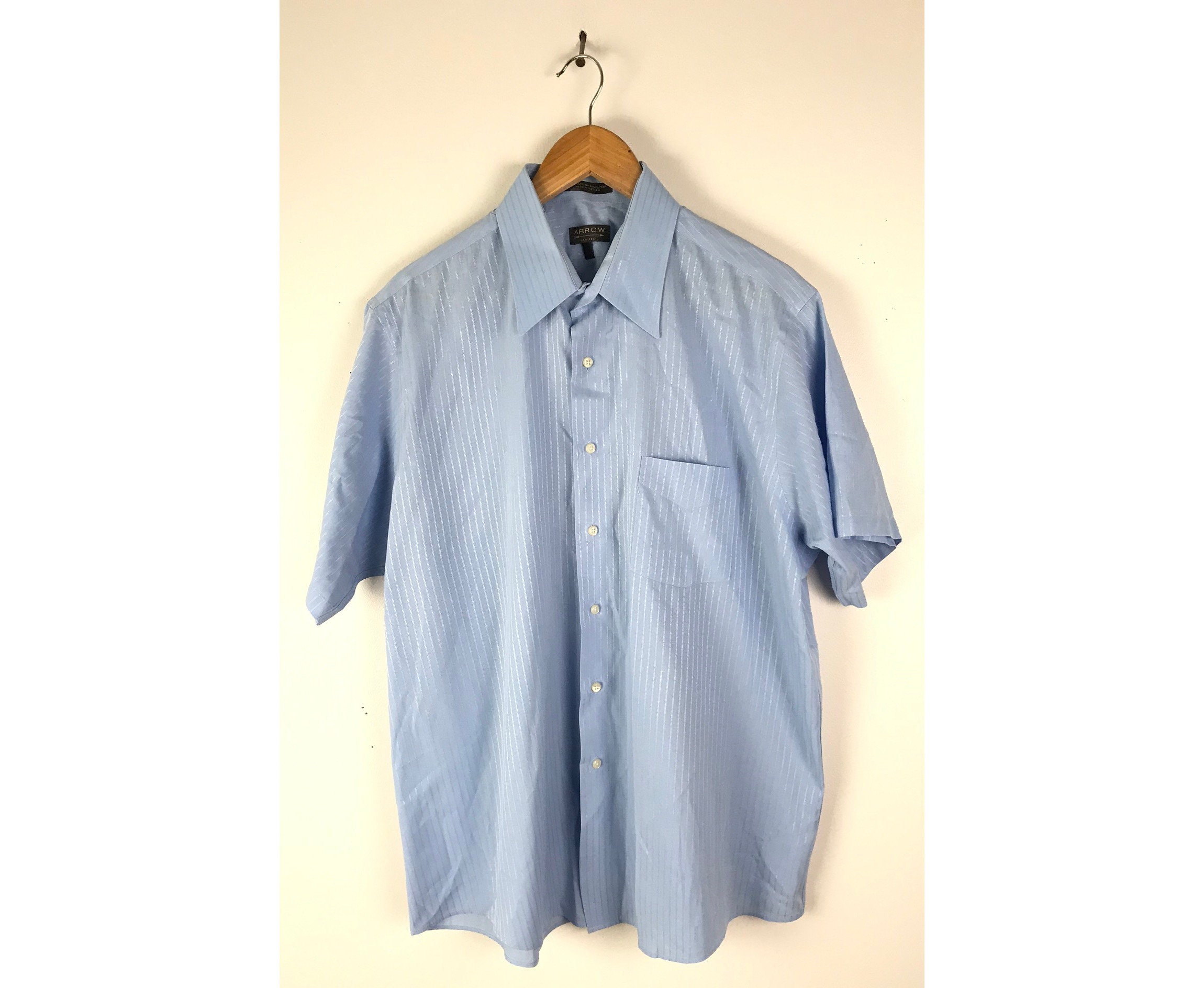 Vintage Mens Light Blue Striped Short 