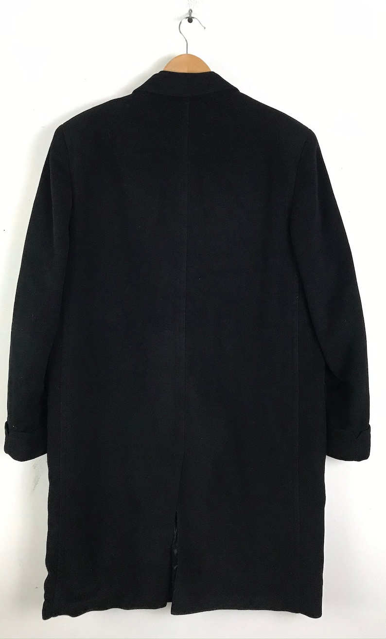 Wool Winter Coat 1970s Mens Classic Overcoat Vintage Black Wool Mens Coat 70s Black Wool Overcoat Mens Size 36R