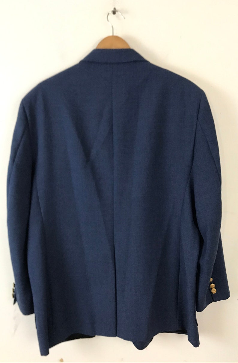 Formal Event Blazer Classic Blue Mens Blazer 80s Blue Sport Coat with Gold Buttons Mens Size 48 Vintage Gold Button Sport Coat
