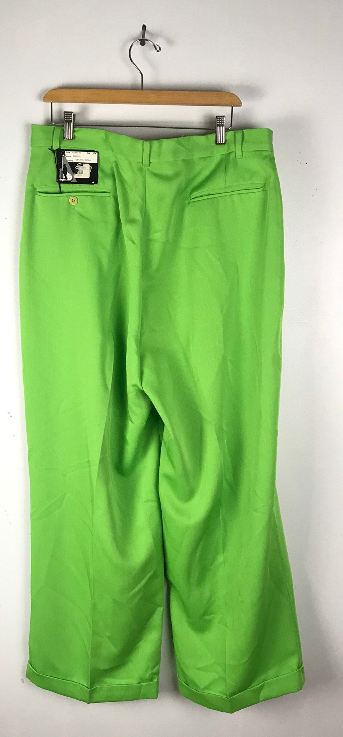 Vintage Mens Lime Green Pants Wide Leg Swing Pants Size 34 Etsy