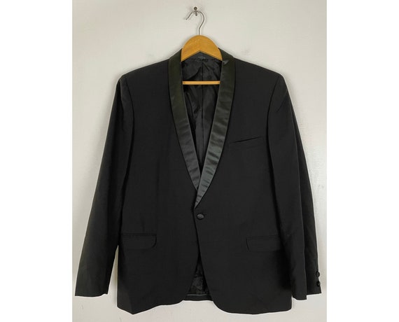 Vintage Black Tuxedo Jacket Mens Size 44, Black S… - image 1
