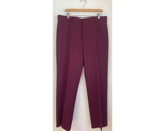 Vintage Dark Red Dress Pants Size 36 Waist, 1980s Haband Maroon Mens Pants, Retro Red Pants, Formal Event Wedding Work Pants