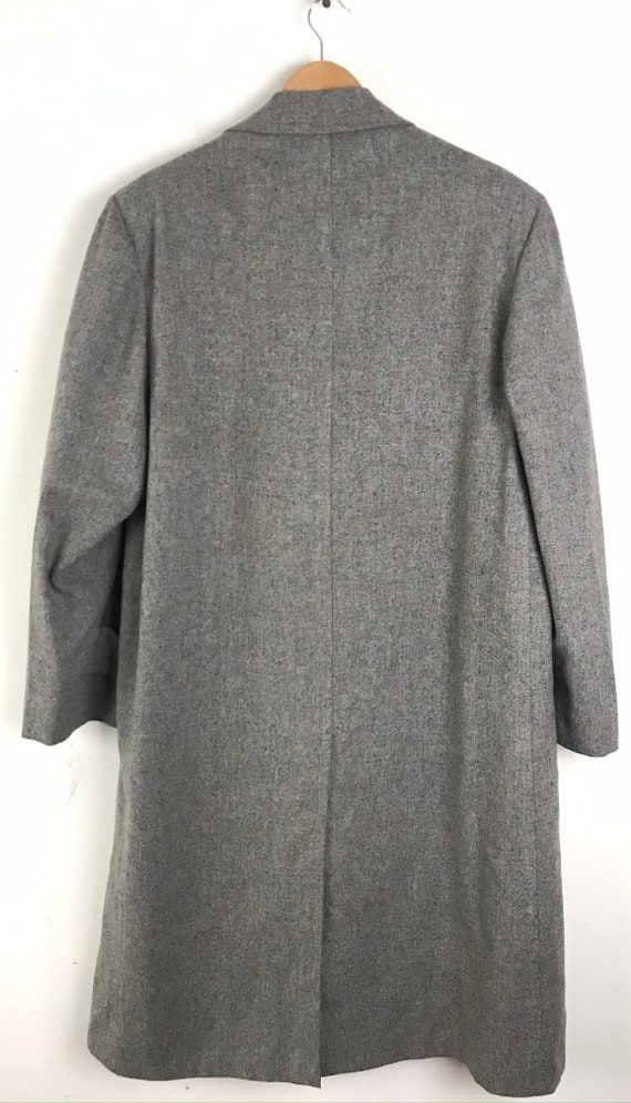 50s Mens Gray Marbled Wool Overcoat with Plaid Li… - image 8