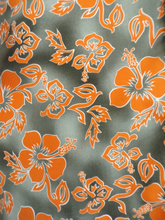 Vintage Hawaiian Shirt Mens 2XL, Orange & gray Fl… - image 4