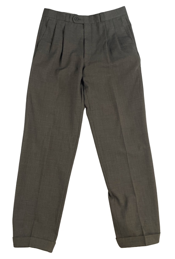 Vintage Olive Gray Dress Pants Mens Size 32 Waist… - image 2