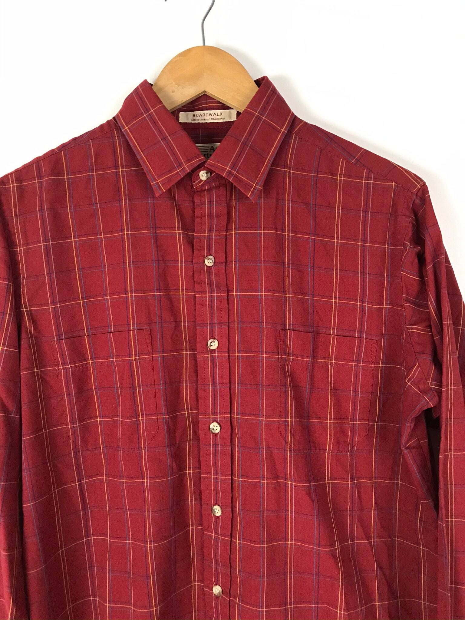 Vintage Mens Plaid Button Down Red Plaid Shirt Mens Medium - Etsy