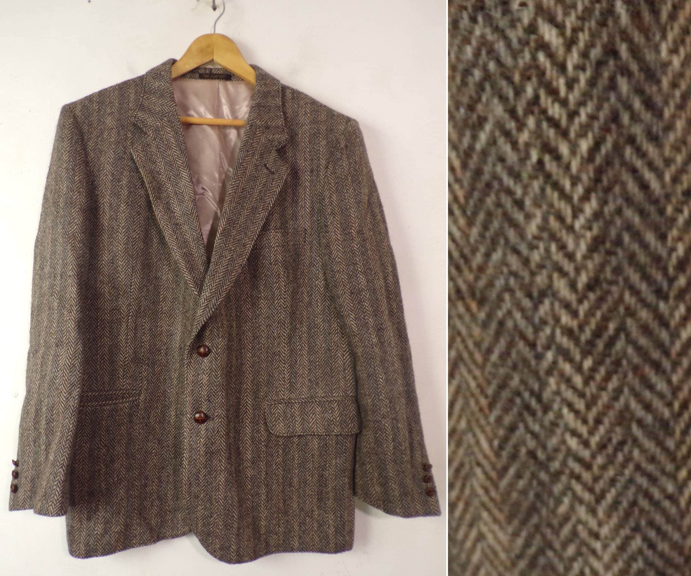 Vintage Brown /& Green Tweed Wool Sport Coat Mens Size 46L 80s Mens Blazer Brown Green Print Blazer Preppy Tweed Wool Sport Coat