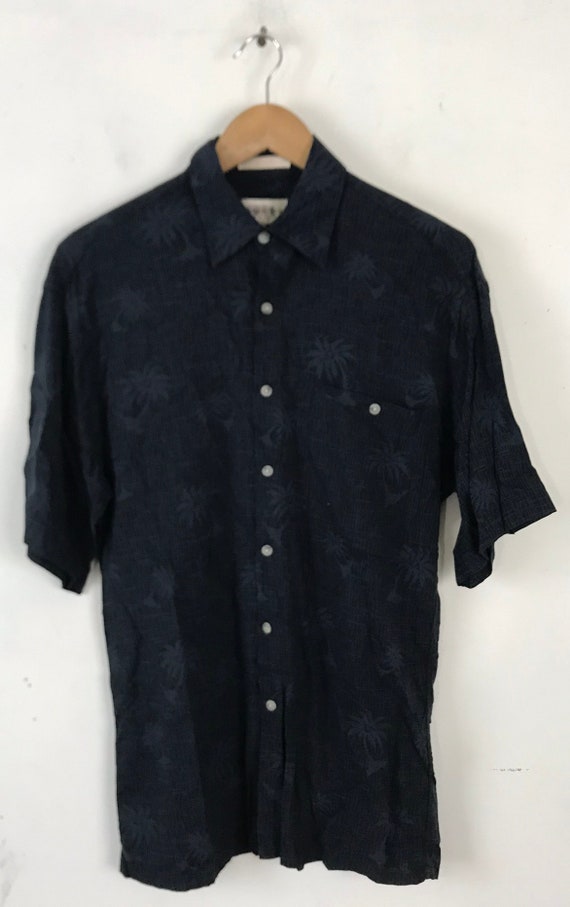 Hawaiian Vintage Style Shirt - Charcoal Gray Palm Leaf main image 0