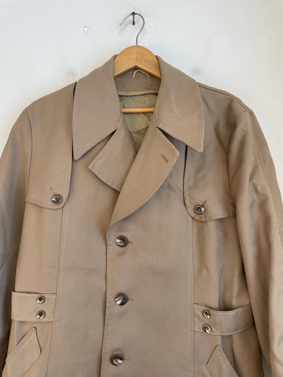 60s Tan Short Trench Coat Mens Size Medium, Vinta… - image 5