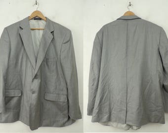 Vintage Mens Gray Blazer, 1980s  Light Gray Size 52R Gray Sport Coat, Mens Gray Blazer Formal Jacket, Classic, Bert Pulitzer, 90s Sport Coat