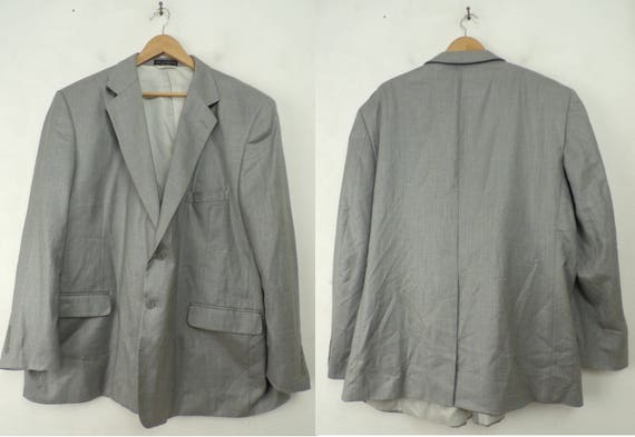 Vintage Mens Gray Blazer, 1980s  Light Gray Size … - image 1