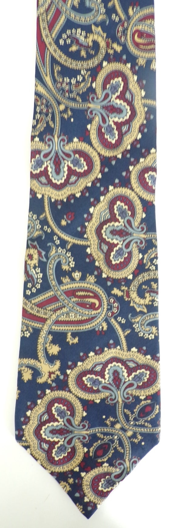 90s Blue Red & Tan Paisley Print Mens Tie, Paisle… - image 2