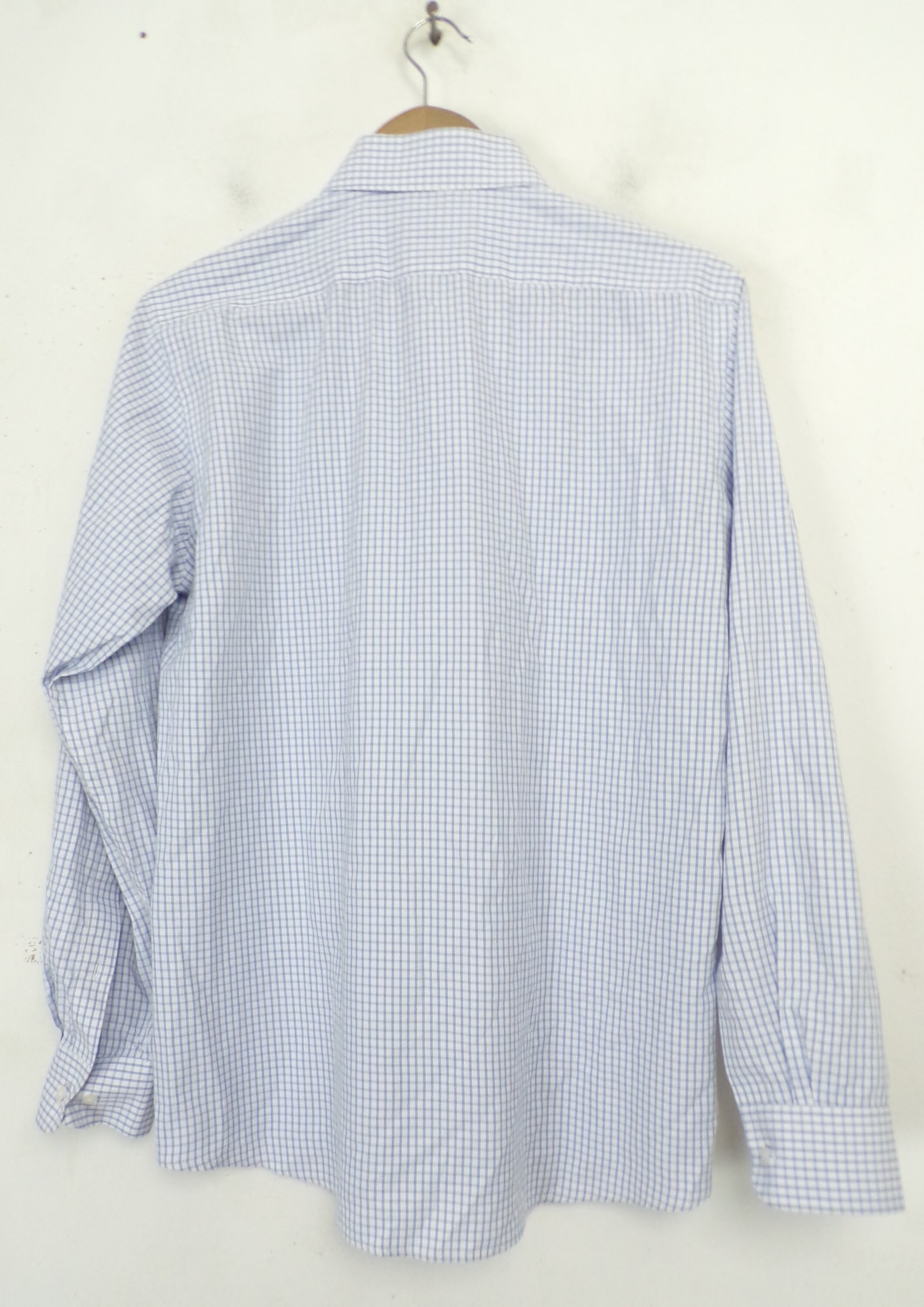 Vintage White & Blue Plaid Dress Shirt Mens Medium Plaid - Etsy