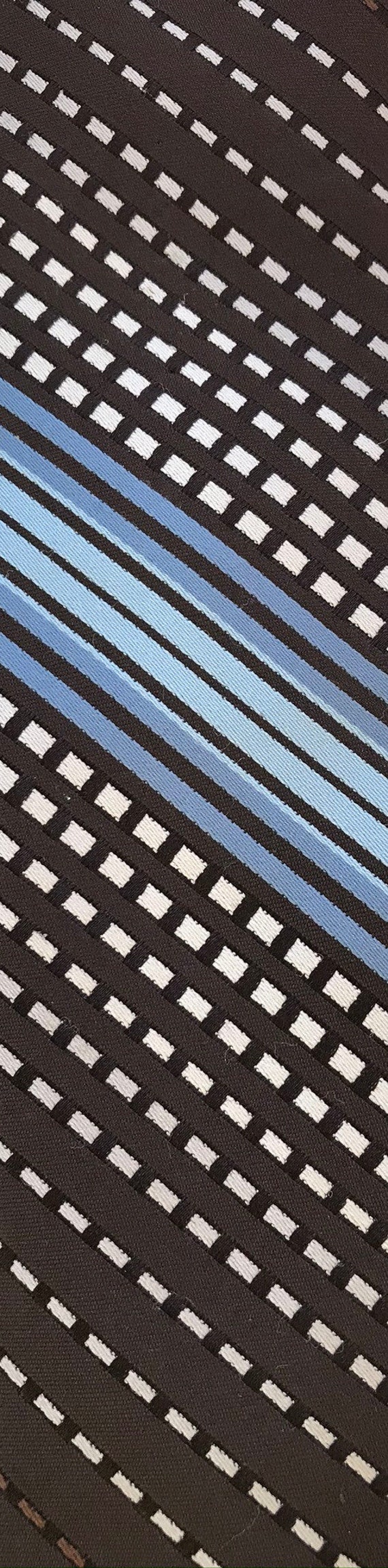 70s Brown White & Blue Striped Tie, Vintage Polye… - image 3