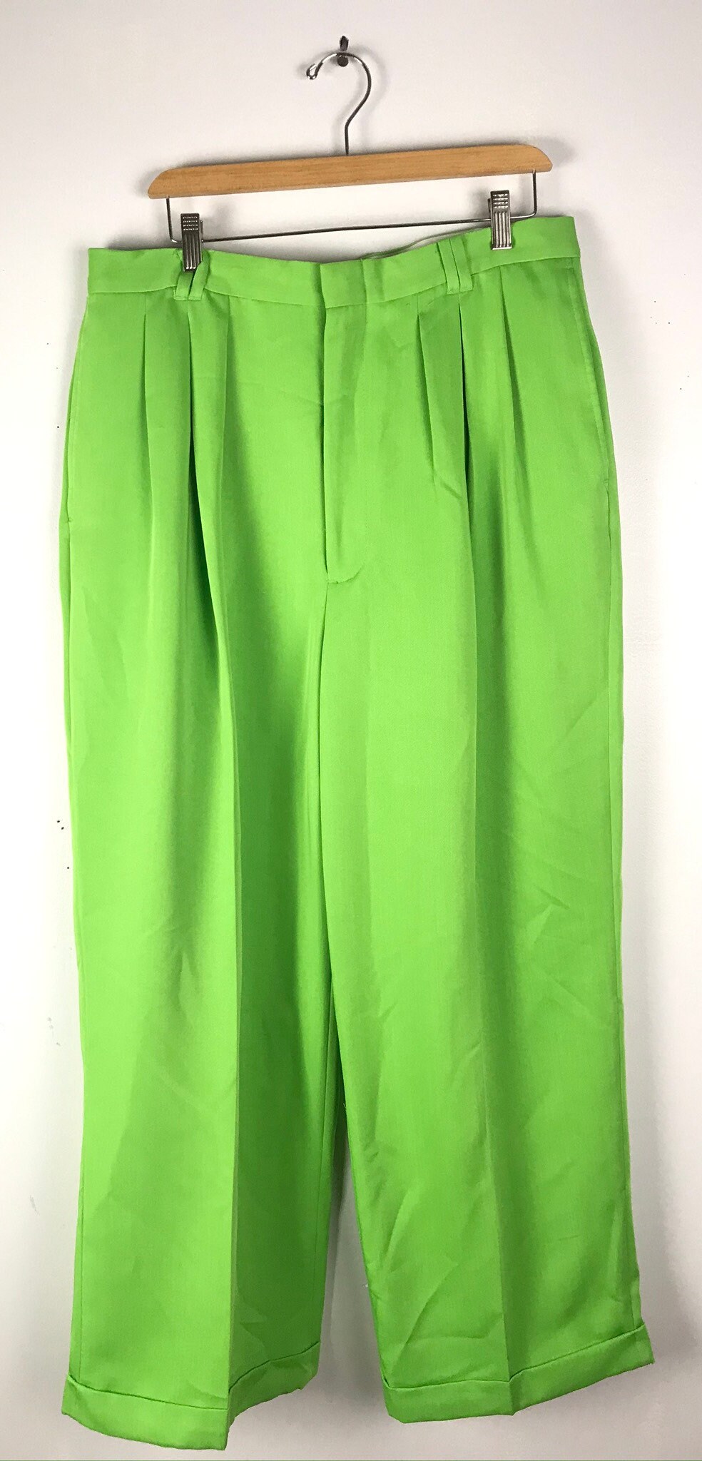 Vintage Mens Lime Green Pants, Wide Leg Swing Pants Size 34 Waist ...