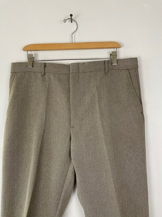 Vintage Brown Herringbone Cropped Pants Mens Size… - image 3