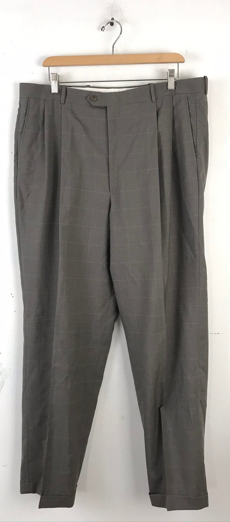 90s Tan Plaid Two Piece Suit Mens Size 43R & 38W Preppy Plaid - Etsy