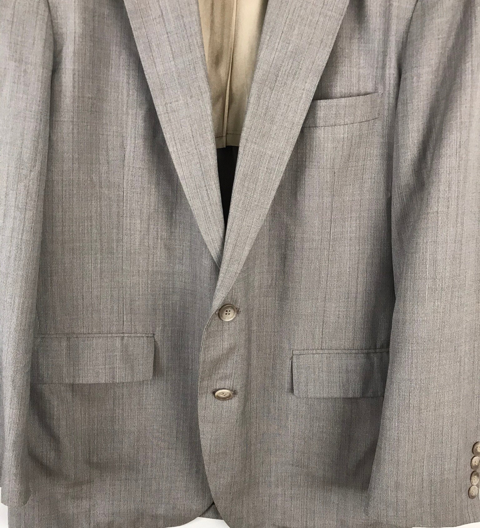 80s Light Gray Blue Pinstriped Two Piece Suit Mens Size 42R & | Etsy