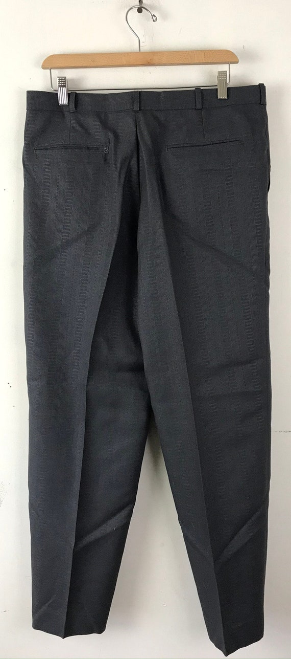 80s Dark Gray Print Dress Pants Mens Size 36 Wais… - image 5