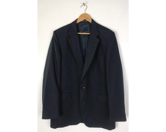 Vintage Mens Pinstripe Blazer , Stafford Navy Blue Pinstripe Sport Coat Size 44L, Classic Dark Blue Striped Blazer, Business Formal Blazer