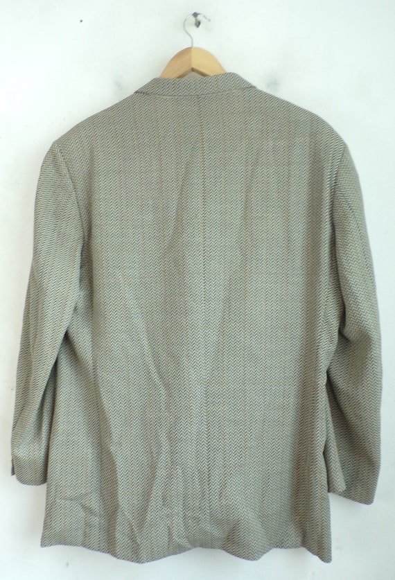 80s Black & Beige Zigzag Print Blazer Mens Size 4… - image 7