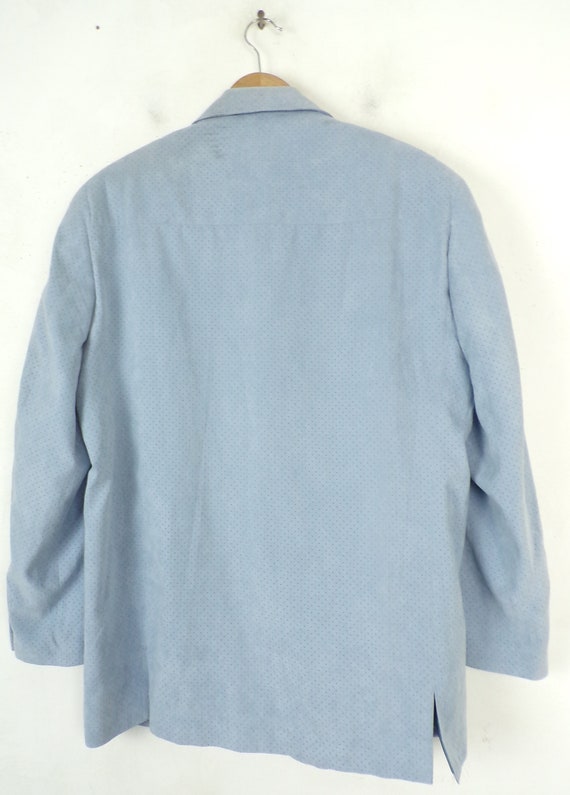 70s Light Blue Textured Blazer Mens 42R, Pin Hole… - image 7