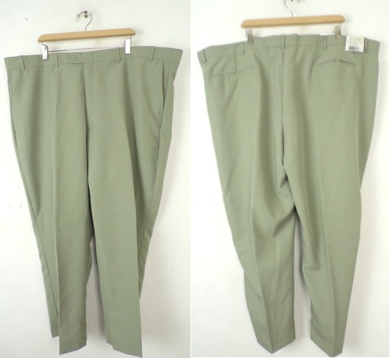 Vintage Mens Green Pants, 1980s Haband Pants Size… - image 1