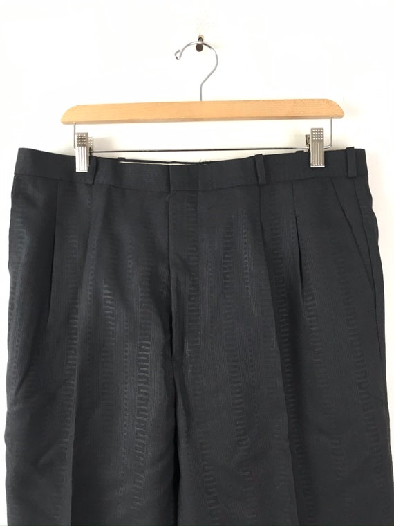 80s Dark Gray Print Dress Pants Mens Size 36 Wais… - image 3