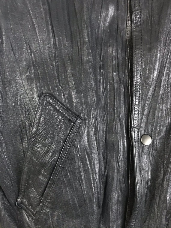 Vintage Mens Black Leather Jacket, 90s Byrnes & B… - image 5