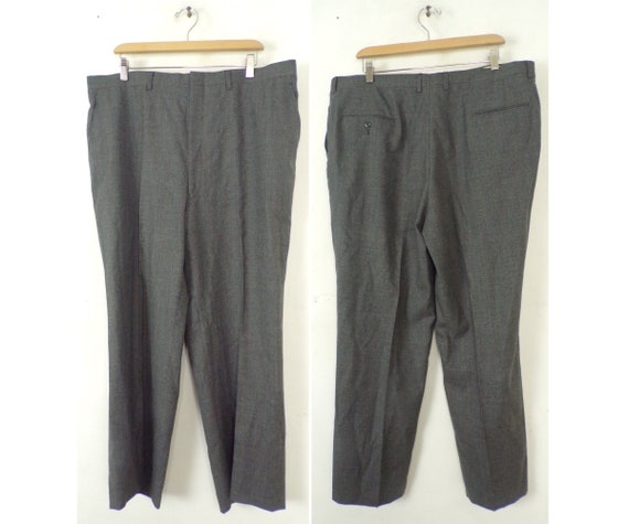 Vintage Gray & Red Plaid Pants Mens 38x27, Wool Pa