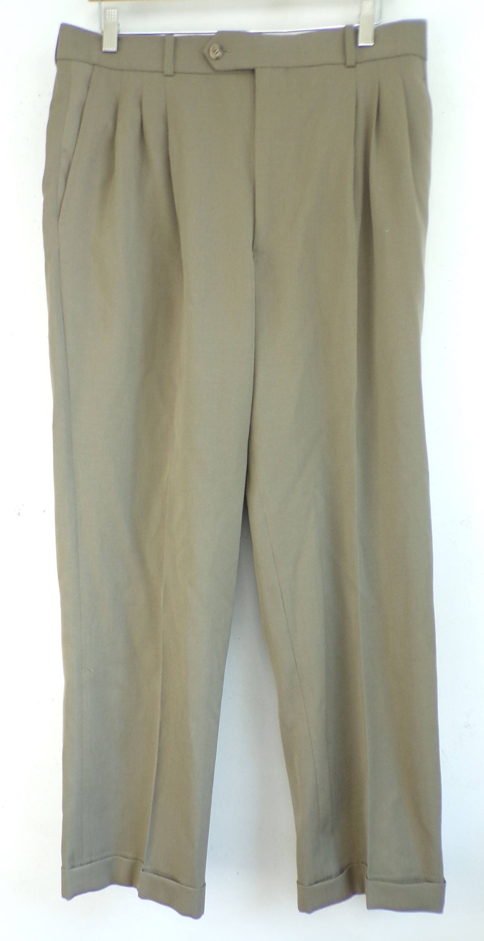 80s Tan Pleated Wool Dress Pants Mens 34x30 Tan Dress Pants - Etsy