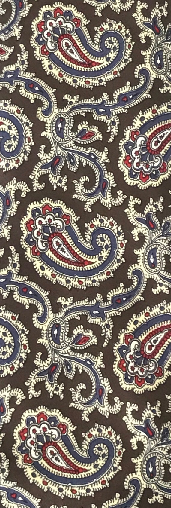 80s Brown Blue & Red Paisley Print Tie, Vintage L… - image 3