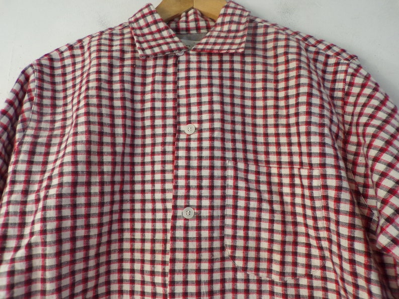 90s Red & Gray Plaid Flannel Shirt Mens Medium 15-15.5, Country Western ...