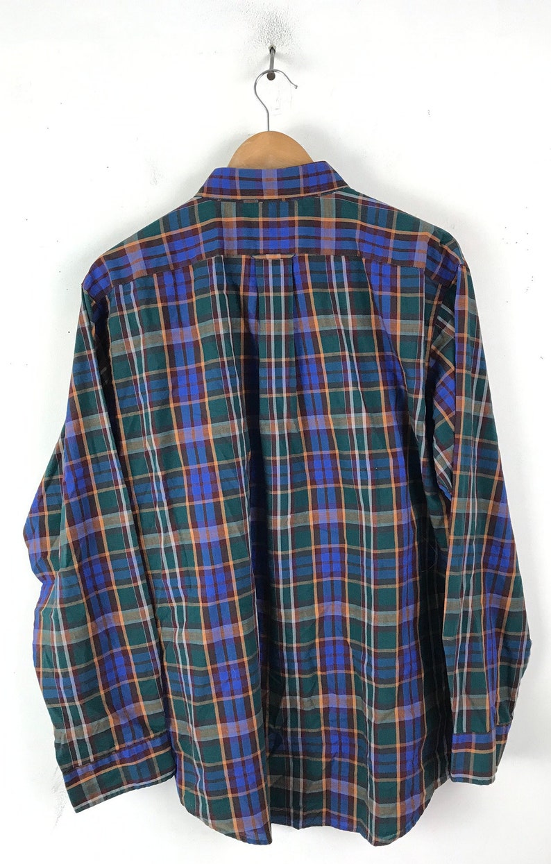 Vintage Green Blue Red & Yellow Plaid Button Down Shirt Mens - Etsy