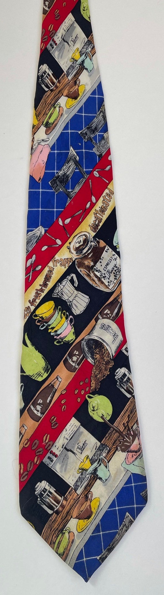 Vintage Men's Coffee Tie, Nicole Miller Tie, 1993 Nicole Miller Necktie, Fresh Brewed Coffee Espresso Tie, Coffee Lover Coffee Gift Barista View 2
