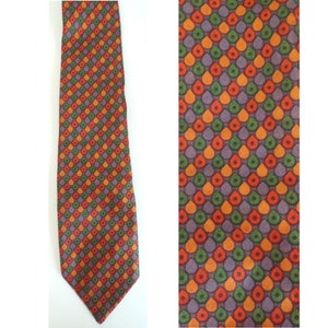 Vintage Orange Purple & Green Print Tie, Abstract Print Tie, Retro Tie, Orange Purple Green Tie, 80s Tie, Abstract Print, Bold Print Tie image 1