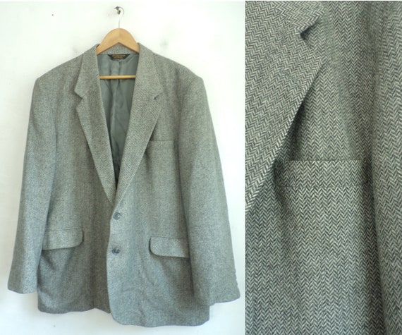 Vintage Light Gray Tweed Sport Coat Mens Size 50,