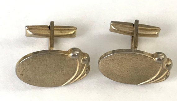 Vintage Gold Oval Swirl Cuff Links, Formal Event … - image 2