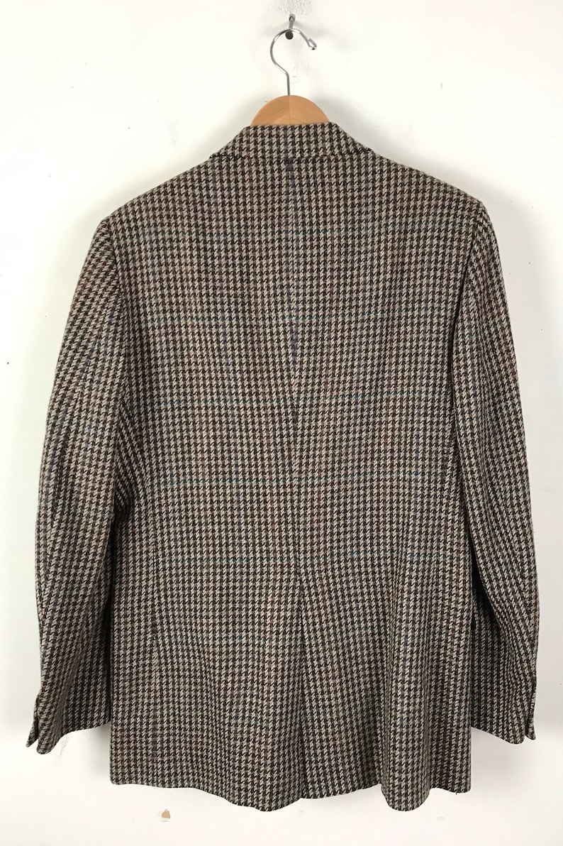 Vintage Mens Houndstooth Blazer 80s Brown Print Wool Sport - Etsy