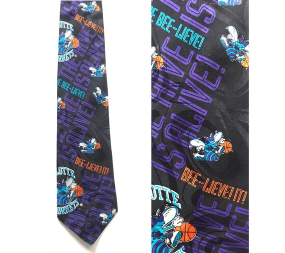 90s Charlotte Hornets Basketball Tie, Bee-Lieve I… - image 1