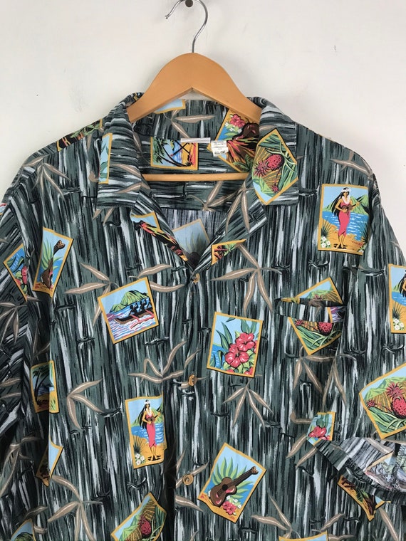 Vintage Island Beach Print Hawaiian Shirt Mens Si… - image 3