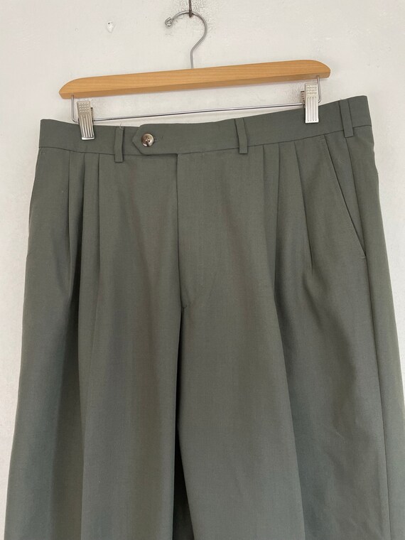 Vintage Olive Green Pleated Pants Mens Size 34 Waist,… Gem