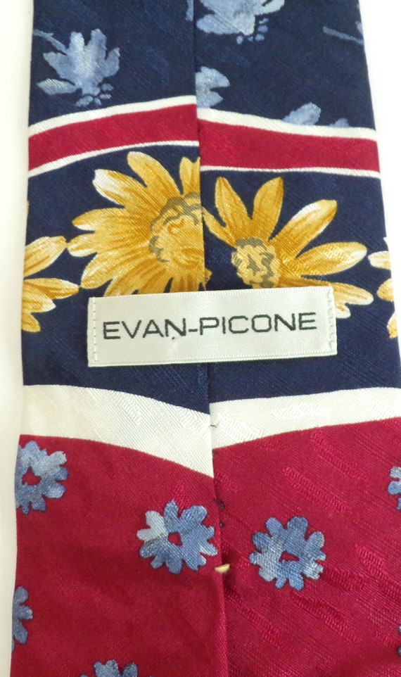 Vintage Mens Floral Tie,  Blue Red & Yellow Tie, … - image 4