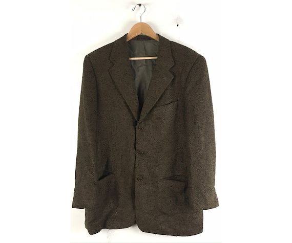 90s Olive Green & Brown Textured Blazer Mens Size