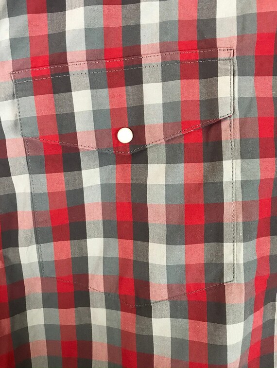 Vintage Wrangler Red & Gray Plaid Western Shirt M… - image 5