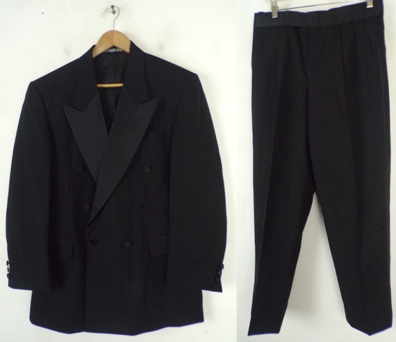 Vintage Black Tuxedo Mens Size 40R & 32 Waist, Two