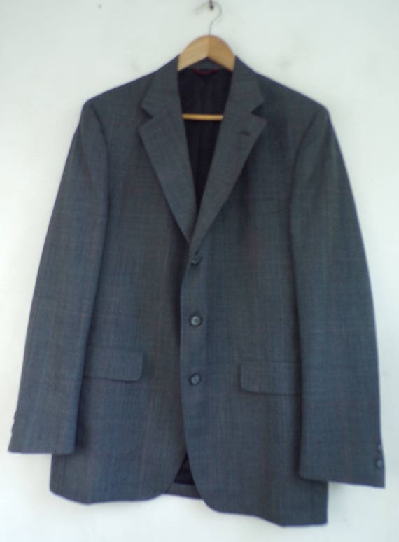 Vintage Mens Plaid Blazer, 1980s Jos A Bank Gray … - image 3